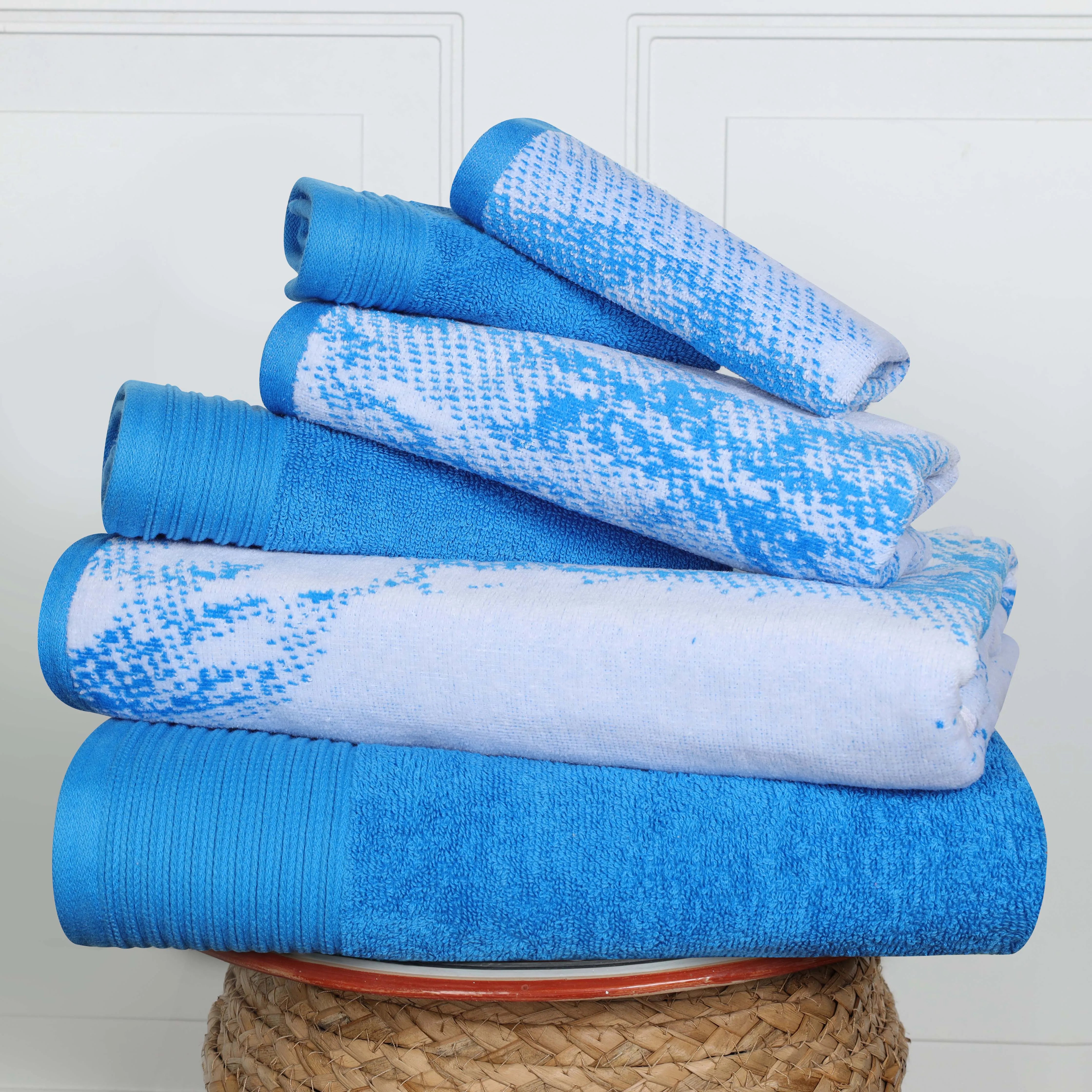 Cotton Marble and Solid Quick Dry 6 Piece Assorted Bathroom Towel Set - Towel Set by Superior Brand
