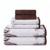Marble Jacquard with Solid Assorted Cotton Towel Set - 6 Piece