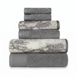 Marble Cotton Jacquard and Solid Towel Set 6 Piece