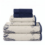 Marble Jacquard with Solid Assorted Cotton Towel Set - 6 Piece
