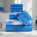 Marble Solid and Jacquard Assorted Cotton Towel Set - 8 Piece