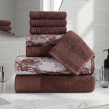 Marble Solid and Jacquard Assorted Cotton Towel Set - 8 Piece