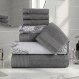 Marble Solid and Jacquard Assorted Cotton Towel Set - 8 Piece