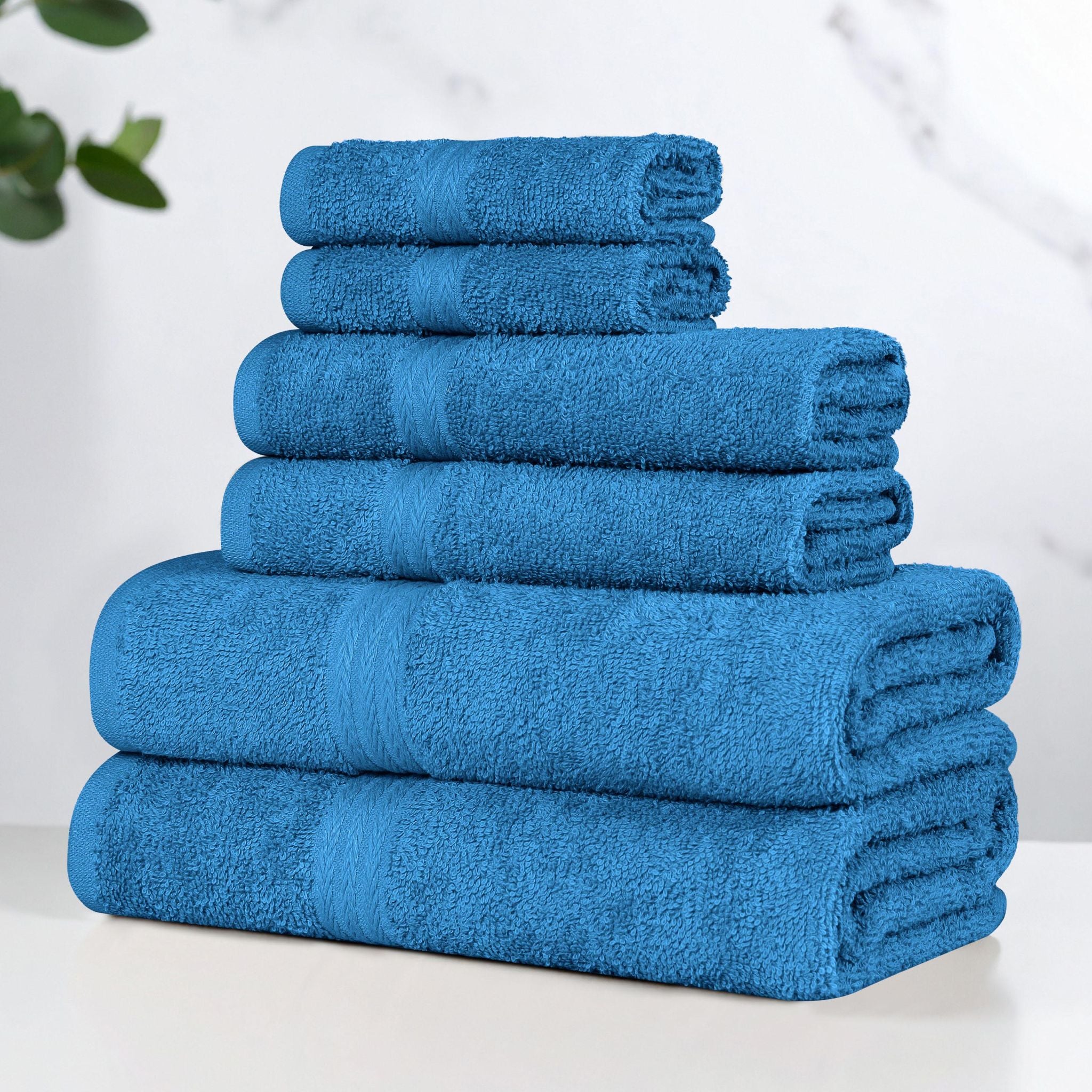Miami 100% Cotton 6-Piece Towel Set - Lightweight & Quick-Drying