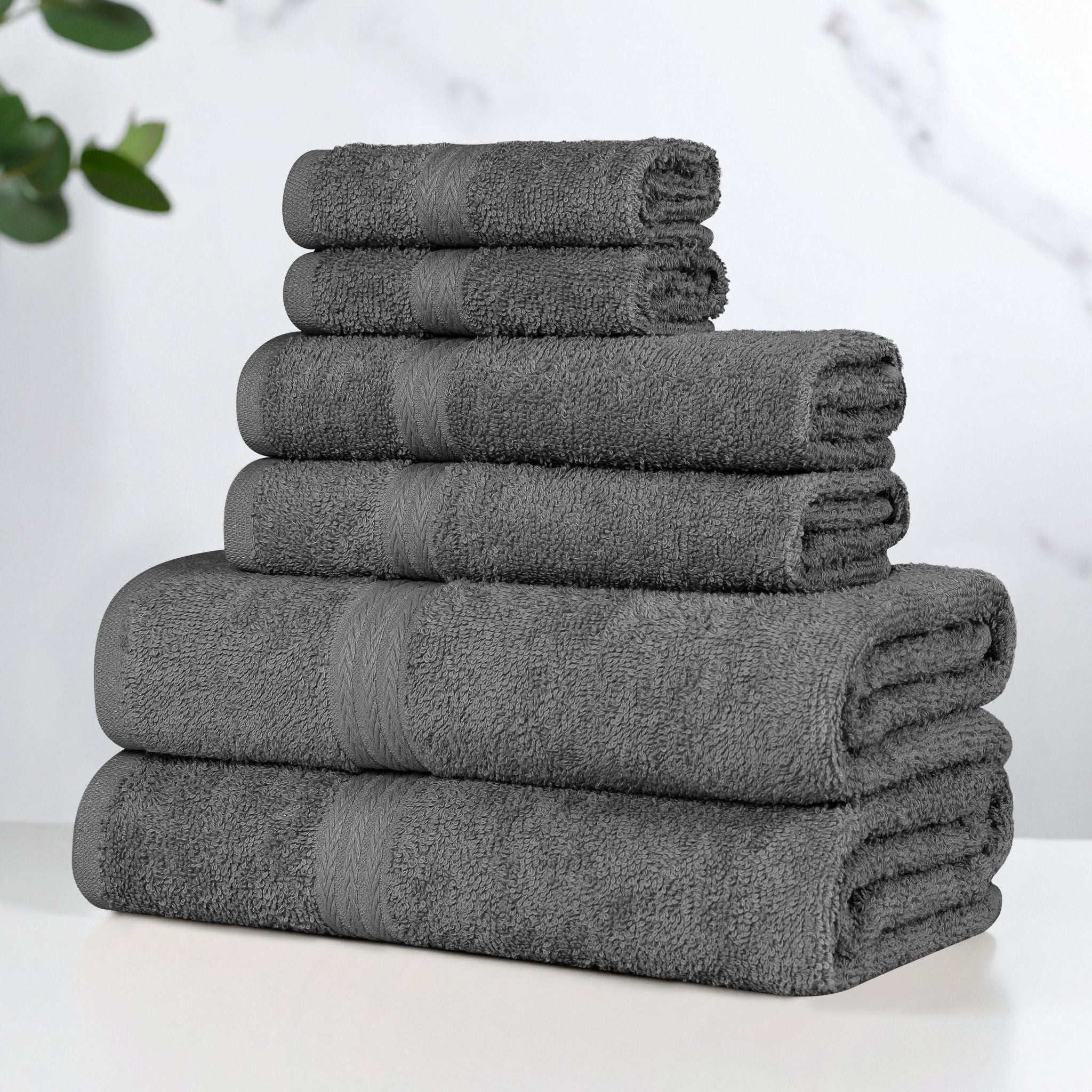 Miami 100% Cotton 6-Piece Towel Set - Lightweight & Quick-Drying