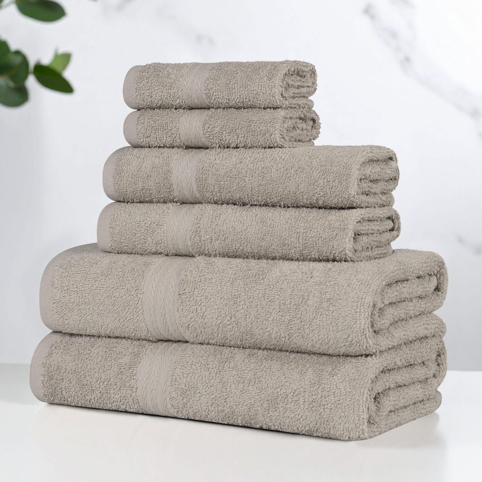 Miami 100% Cotton 6-Piece Towel Set - Lightweight & Quick-Drying