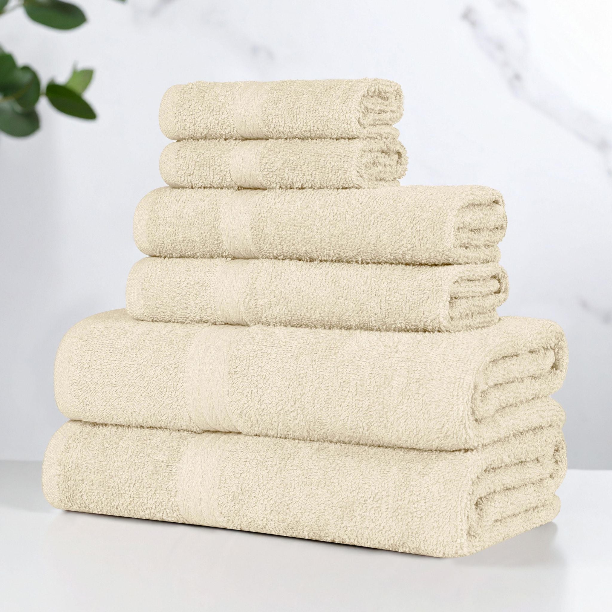 Miami 100% Cotton 6-Piece Towel Set - Lightweight & Quick-Drying