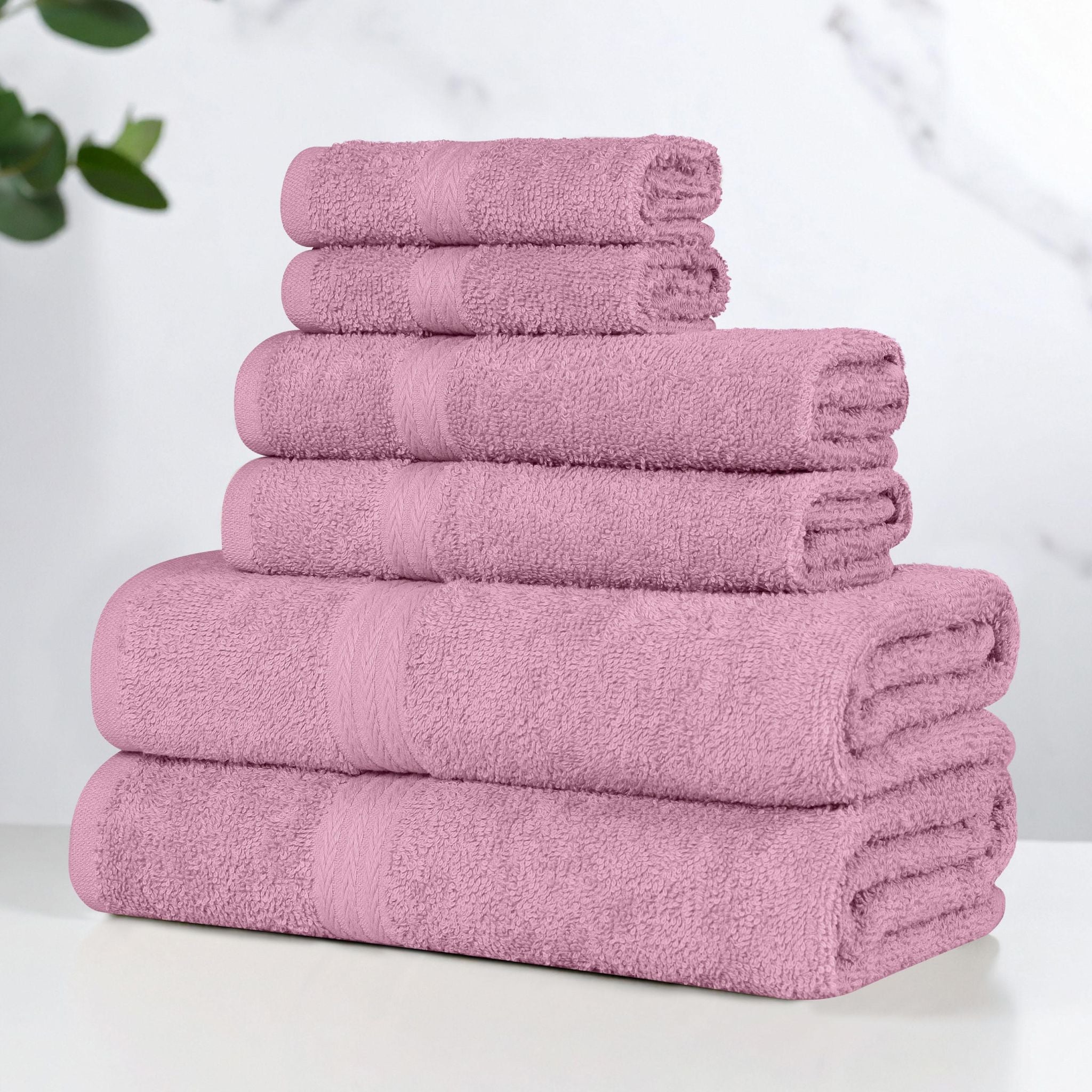 Miami 100% Cotton 6-Piece Towel Set - Lightweight & Quick-Drying