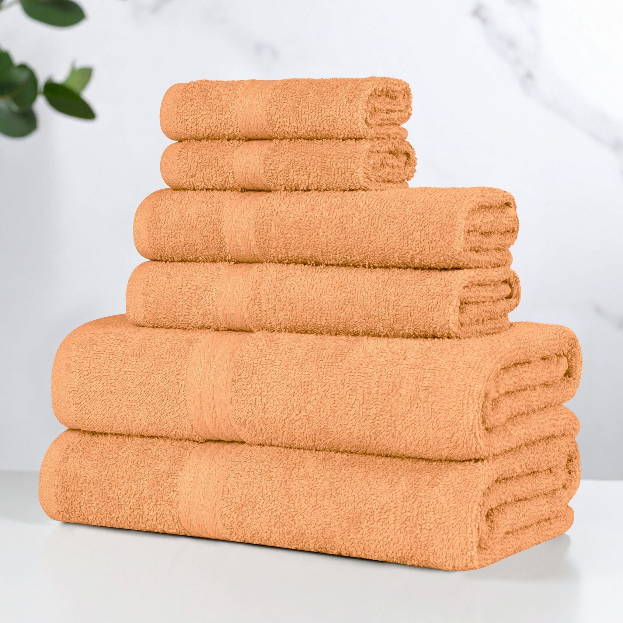 Miami 100% Cotton 6-Piece Towel Set - Lightweight & Quick-Drying