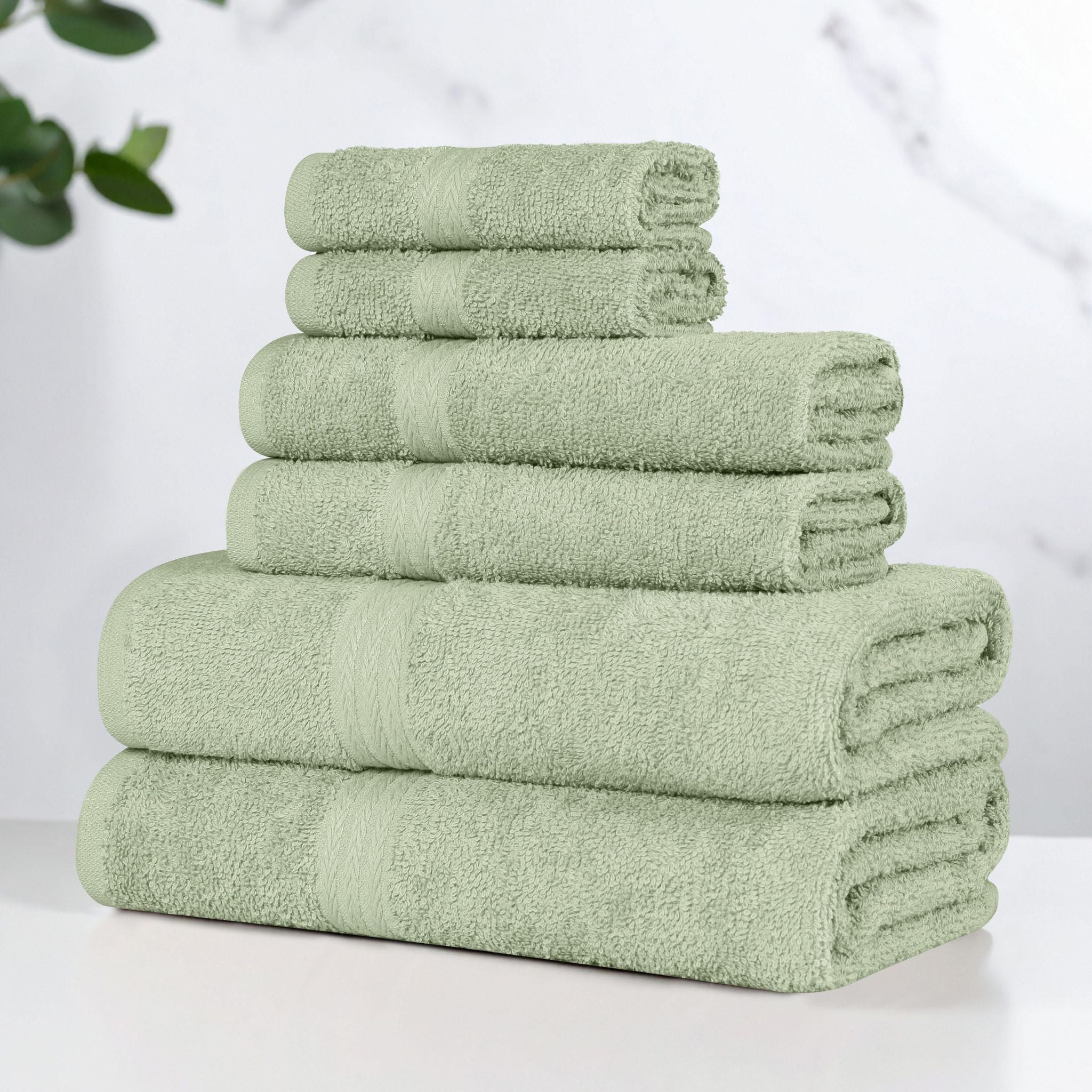 Miami 100% Cotton 6-Piece Towel Set - Lightweight & Quick-Drying