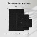Miami 100% Cotton 6-Piece Towel Set - Lightweight & Quick-Drying