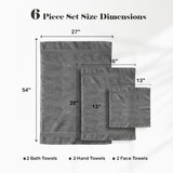 Miami 100% Cotton 6-Piece Towel Set - Lightweight & Quick-Drying