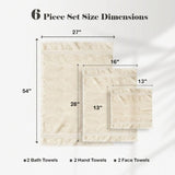 Miami 100% Cotton 6-Piece Towel Set - Lightweight & Quick-Drying