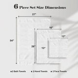 Miami 100% Cotton 6-Piece Towel Set - Lightweight & Quick-Drying