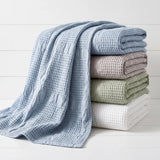 Superior Mai Waffle Weave Honeycomb Soft Textured Cotton Blanket Throw