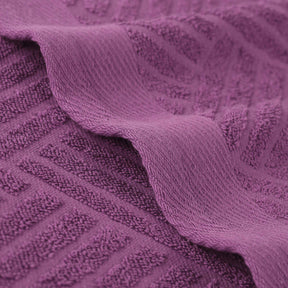 Basketweave Egyptian Cotton Jacquard and Solid Bath Towel Set of 4 - MajesticPurple