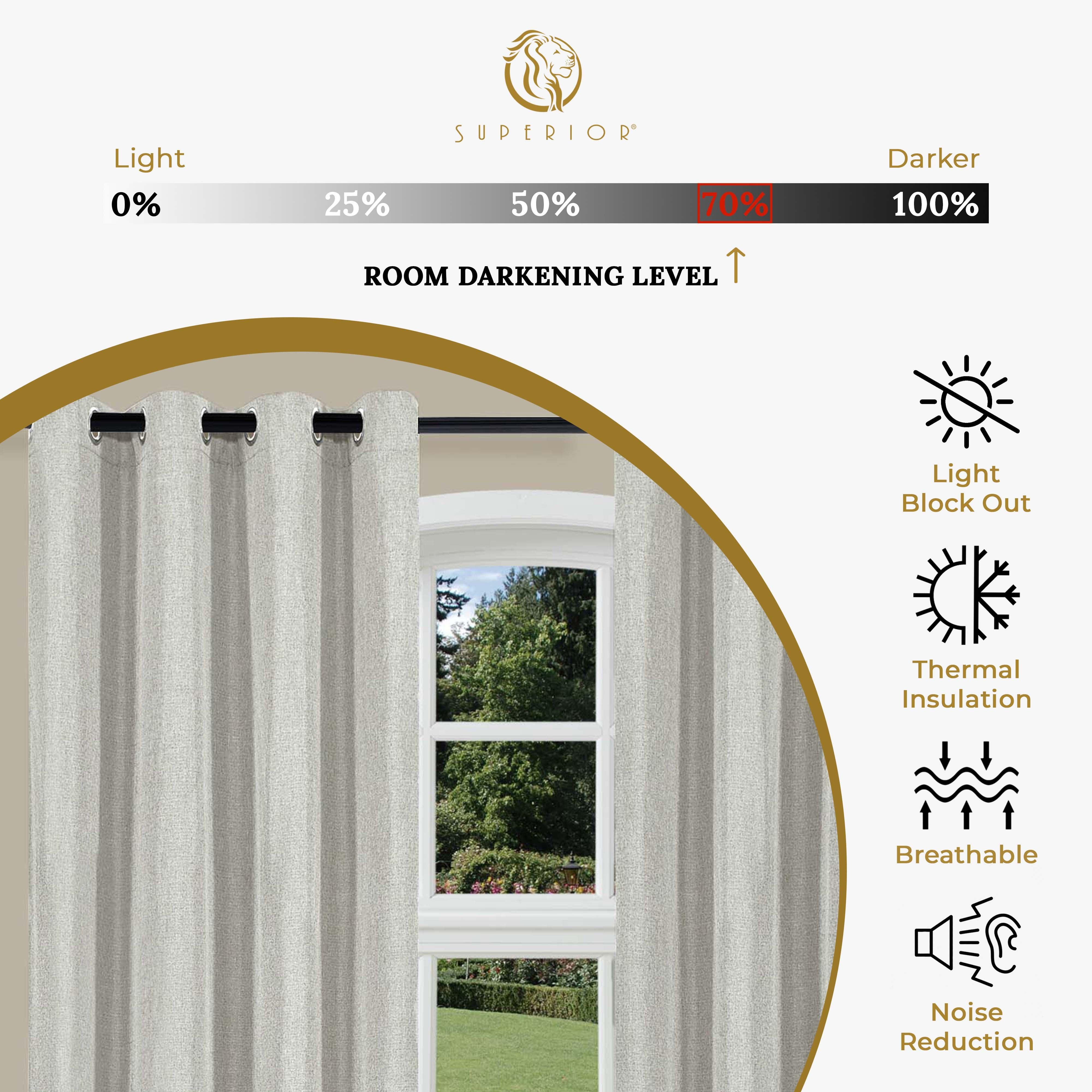 Linen Pattern Washable Room Darkening Blackout Curtain Set 52" - 8 Pieces - Blackout Curtains by Superior