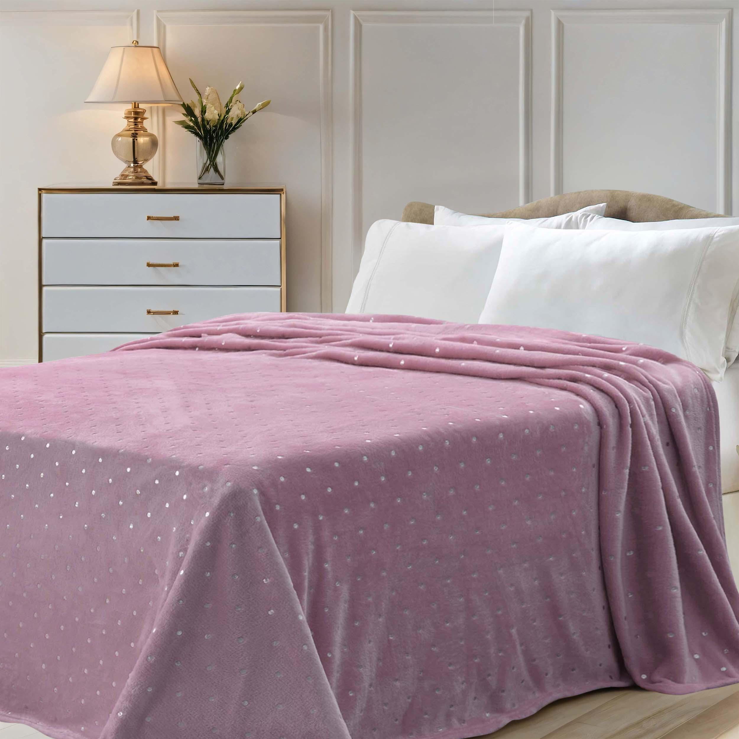 Fleece Plush Medium Weight Fluffy Soft Decorative Polka Dot Blanket - Blanket by Superior Brand