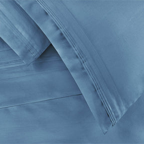 Superior Premium 650 Thread Count Egyptian Cotton Solid Deep Pocket Sheet Set - Medium Blue