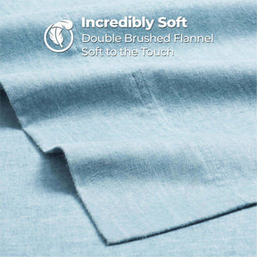 Melange Flannel Cotton Two-Toned Textured Deep Pocket Sheet Set - Blue