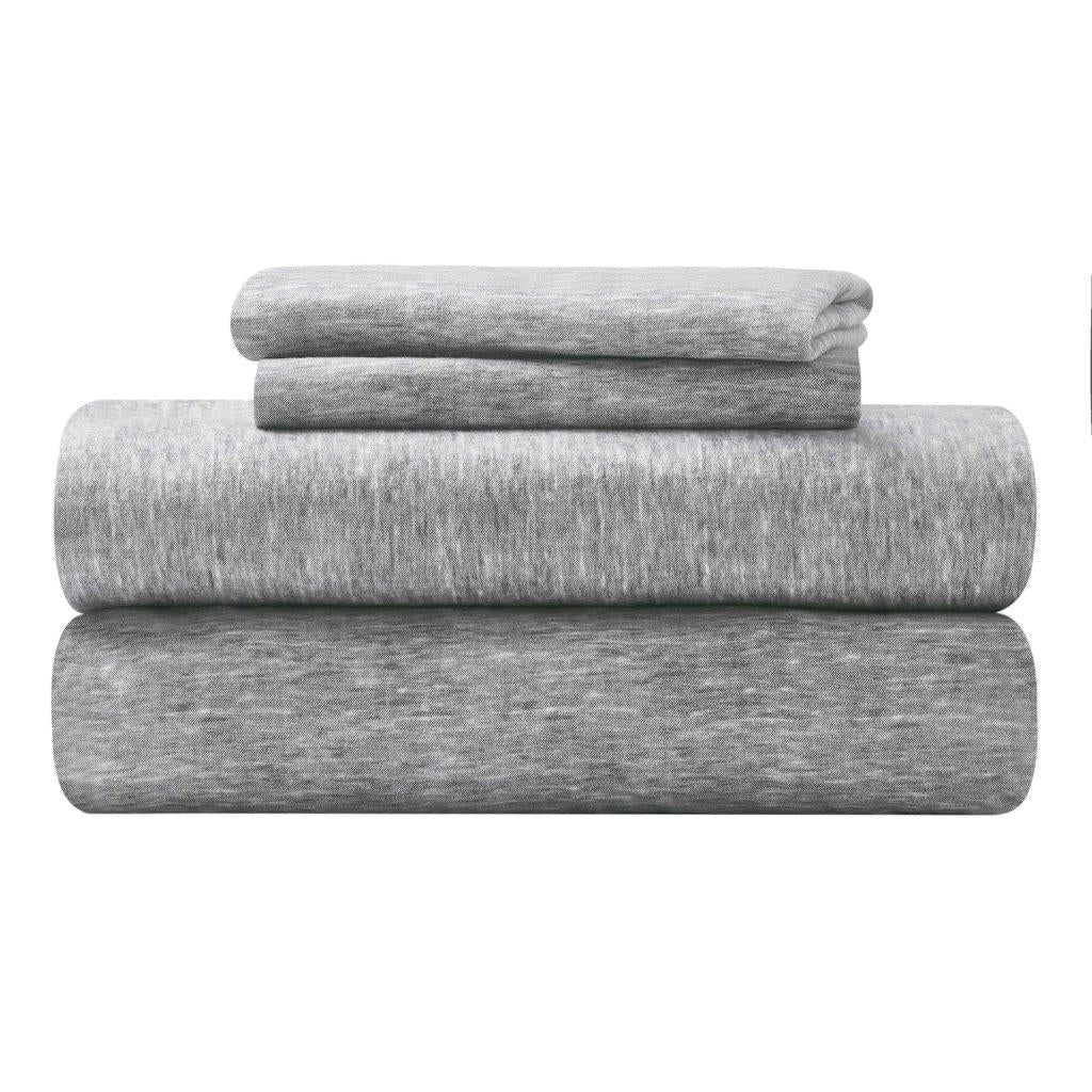 Melange Flannel Cotton Two-Toned Textured Deep Pocket Sheet Set - Charcoal