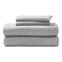 Melange Flannel Cotton Two-Toned Textured Deep Pocket Sheet Set - Grey