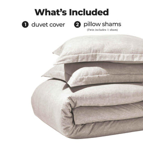 Melange Flannel Cotton Two-Toned Textured Duvet Cover Set - Beige