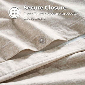 Melange Flannel Cotton Two-Toned Textured Duvet Cover Set - Beige