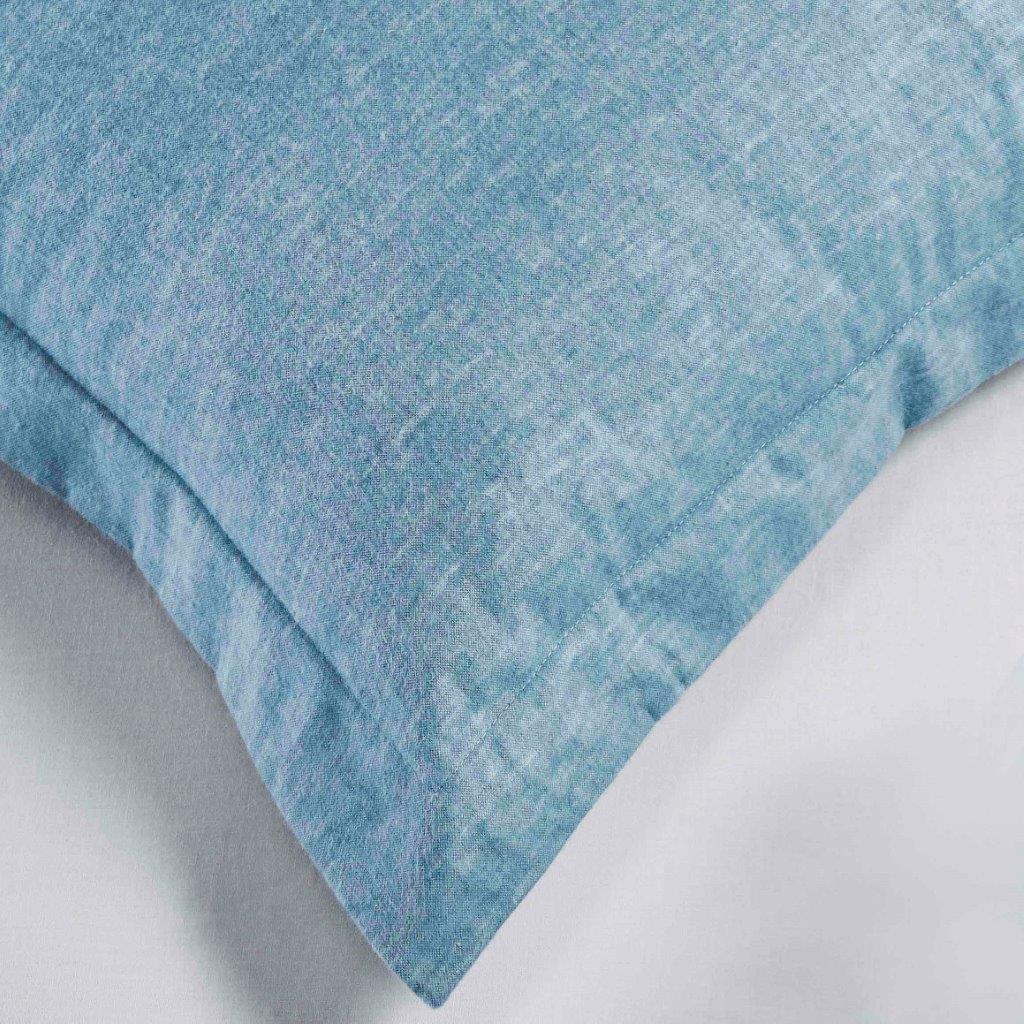 Melange Flannel Cotton Two-Toned Textured Duvet Cover Set - Blue