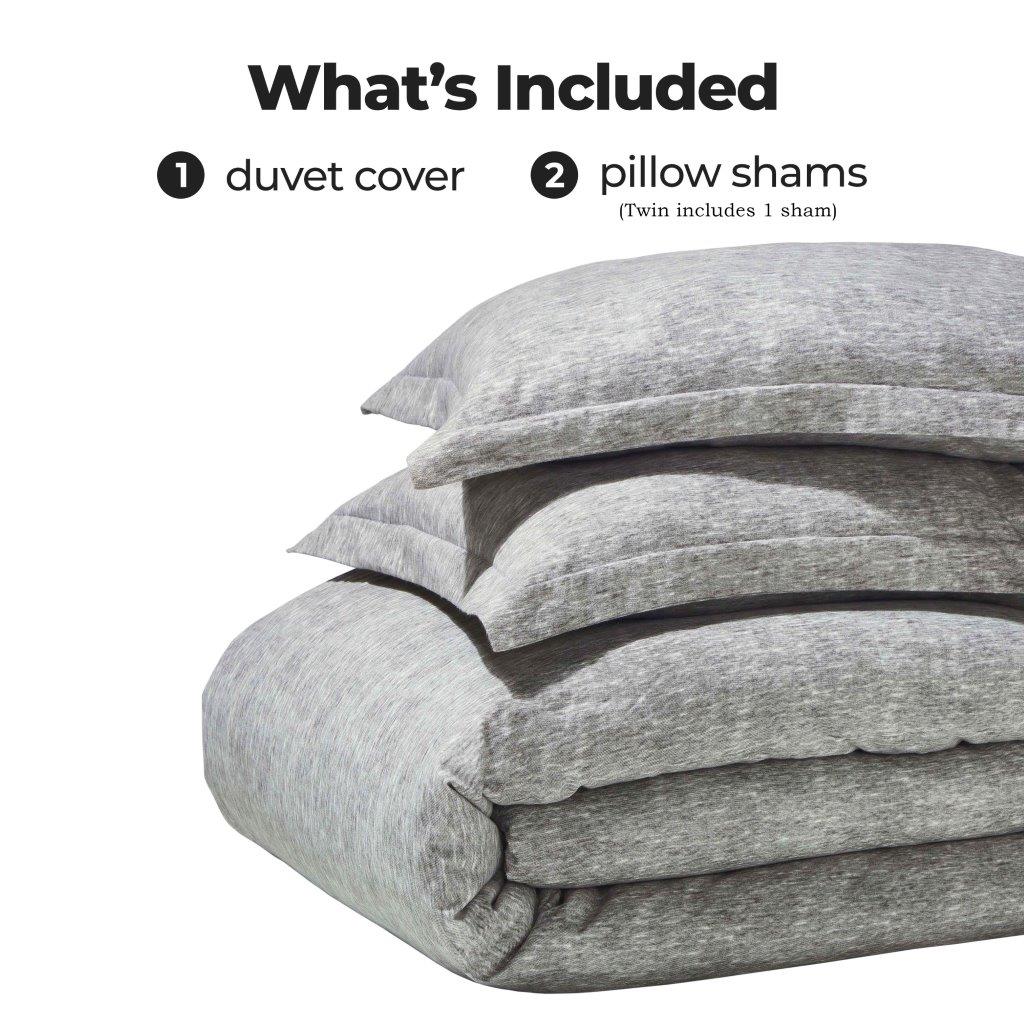 Melange Flannel Cotton Two-Toned Textured Duvet Cover Set - Charcoal