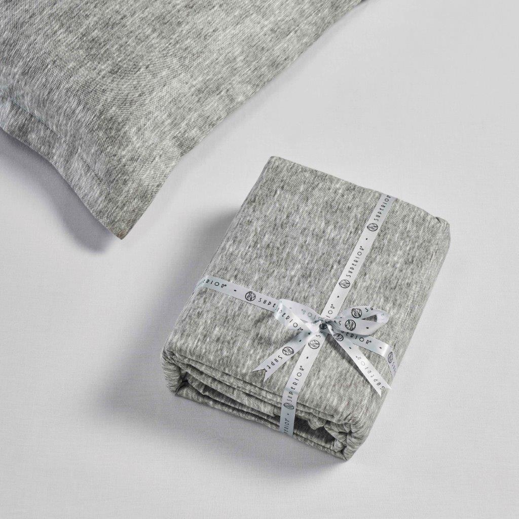 Melange Flannel Cotton Two-Toned Textured Duvet Cover Set - Charcoal