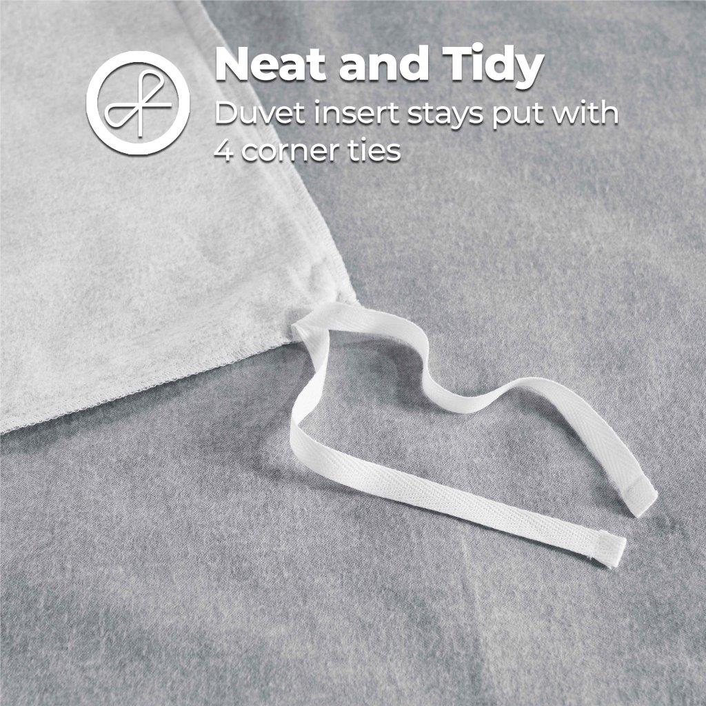 Melange Flannel Cotton Two-Toned Textured Duvet Cover Set - Grey