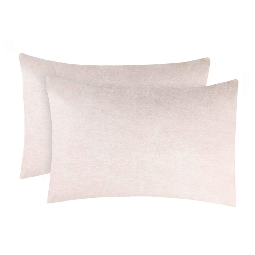 Melange Flannel Cotton Two-Toned Textured Pillowcases Set of 2 - Beige