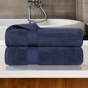 Zero Twist Smart Dry Combed Cotton 2 Piece Bath Towel Set - MidnightBlue