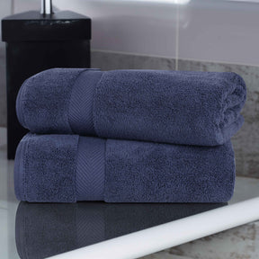 Zero-Twist Smart-Dry Combed Cotton 2 Piece Bath Sheet Set - MidnightBlue
