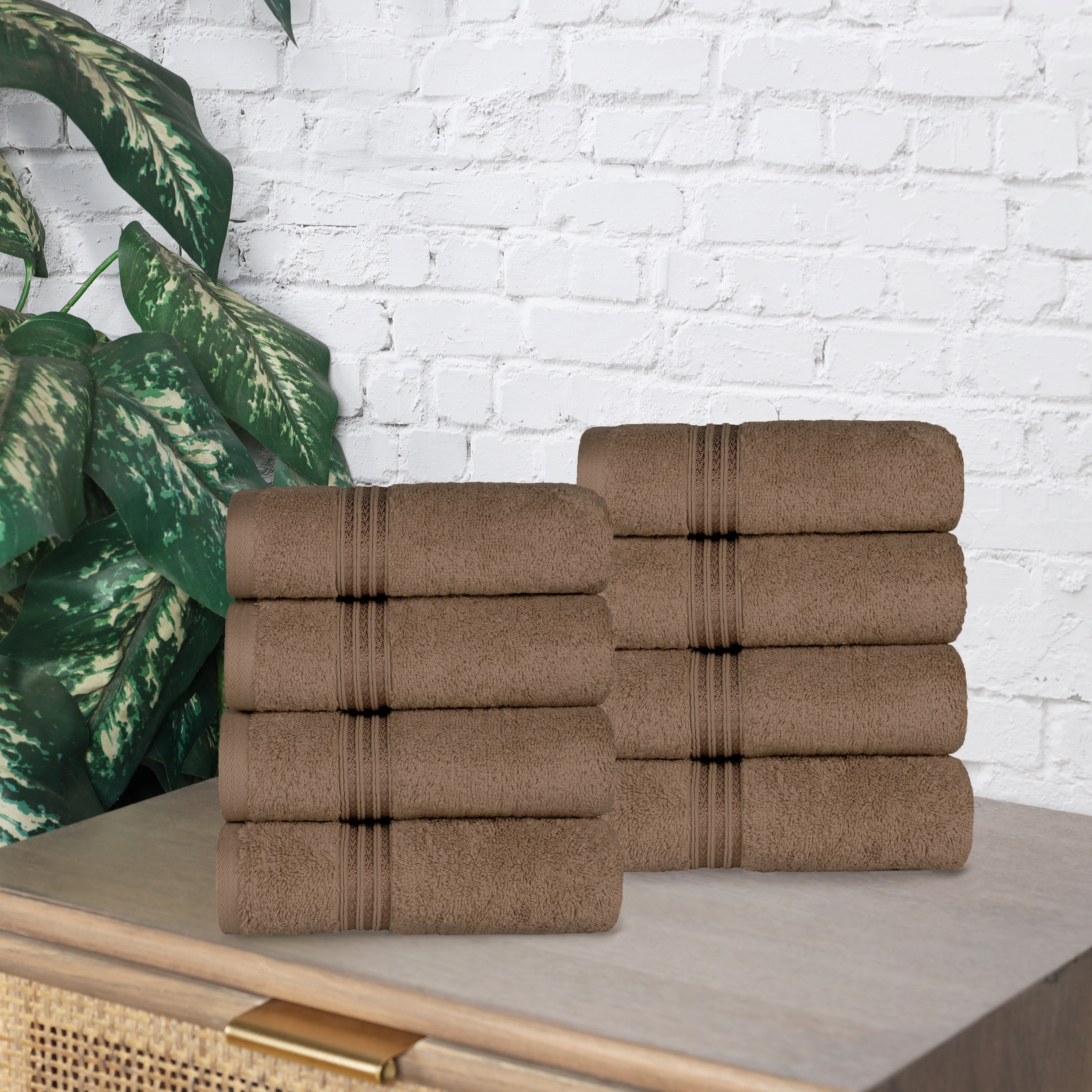Heritage Egyptian Cotton Plush Thick Absorbent Hand Towel Set of 8 - Egyptian Cotton Hand Towel by Superior