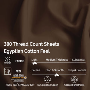 Egyptian Cotton 300 Thread Count Solid Deep Pocket Sheet Set - Mocha