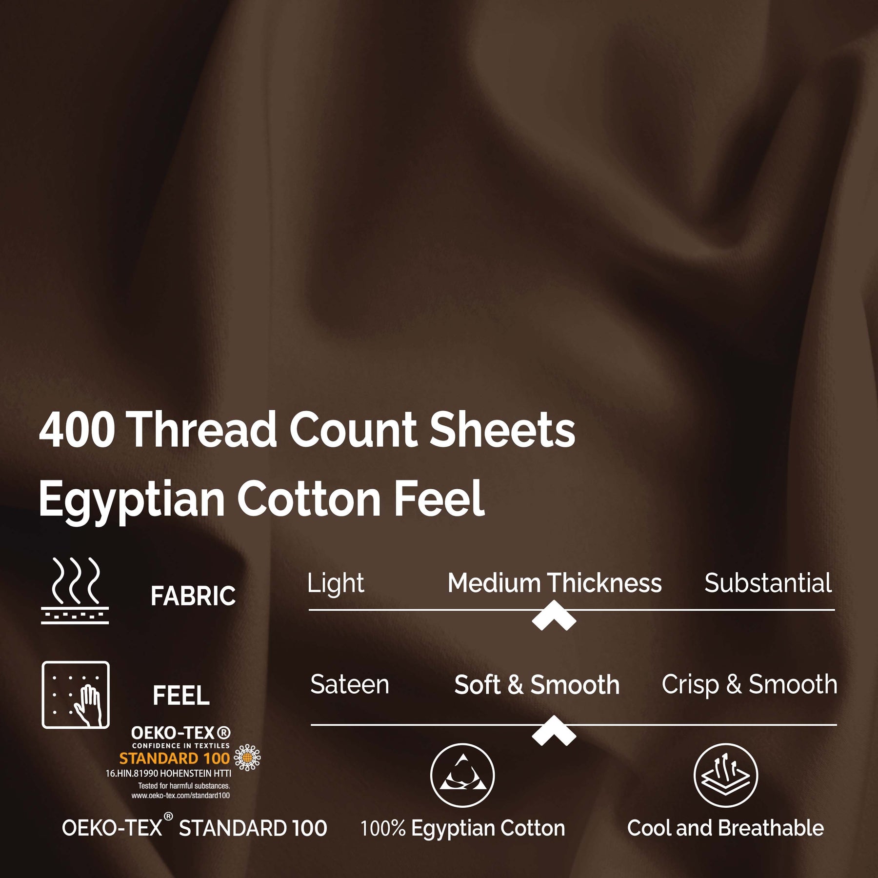 400 Thread Count Egyptian Cotton Solid Deep Pocket Sheet Set - Mocha