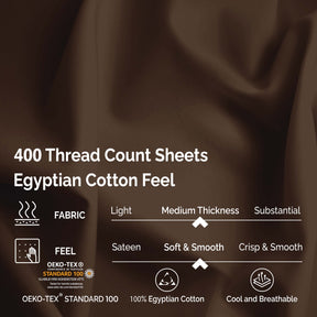 Superior 400 Thread Count Solid 100% Egyptian Cotton Deep Pocket Sheet Set - Mocha