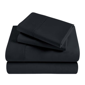 Modal From Beechwood 300 Thread Count Solid Deep Pocket Bed Sheet Set - Black