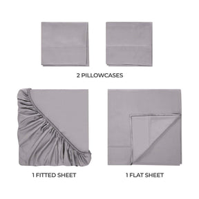 Modal From Beechwood 300 Thread Count Solid Deep Pocket Bed Sheet Set - Grey