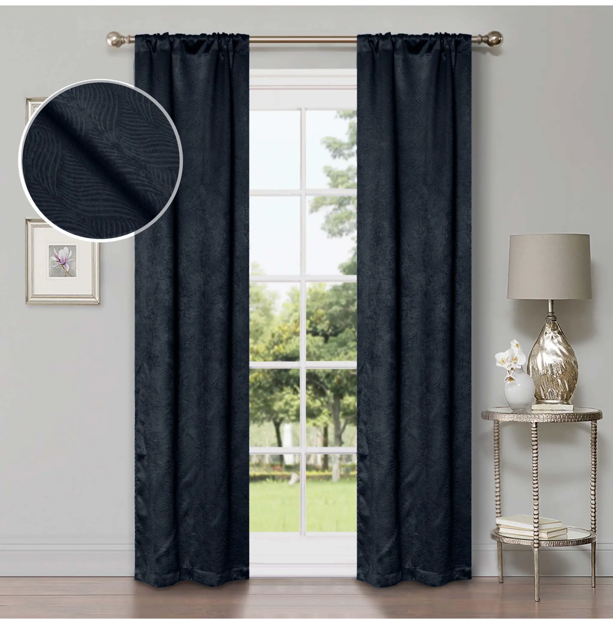 Waverly Geometric Washable Room Darkening Blackout Curtains, Set of 2