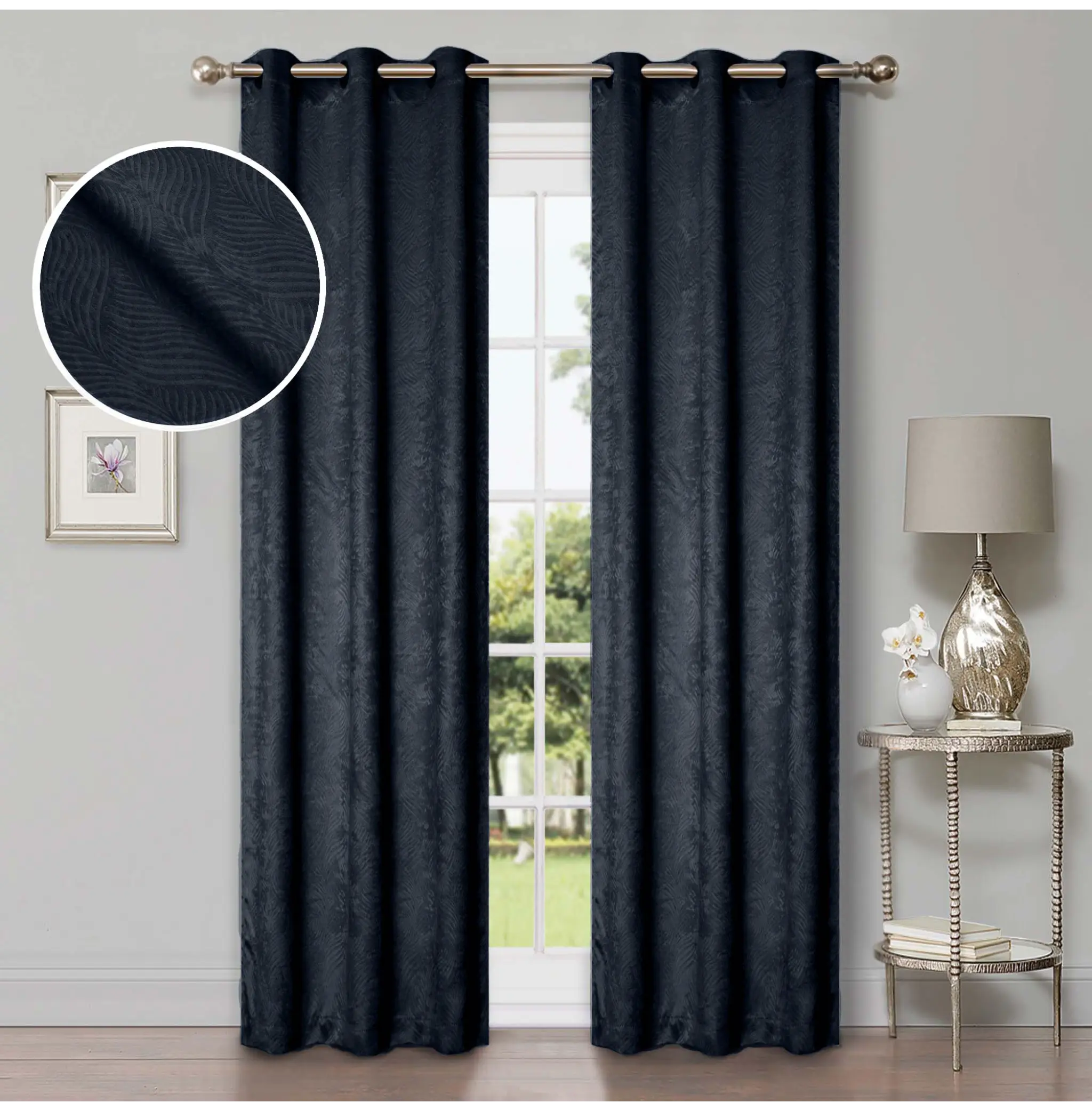 Waverly Geometric Washable Room Darkening Blackout Curtains, Set of 2