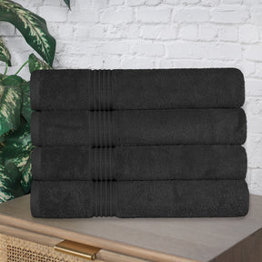 Egyptian Cotton Highly Absorbent Solid 4-Piece Ultra Soft Bath Towel Set - Black