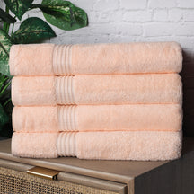 Egyptian Cotton Highly Absorbent Solid 4-Piece Ultra Soft Bath Towel Set - Peach