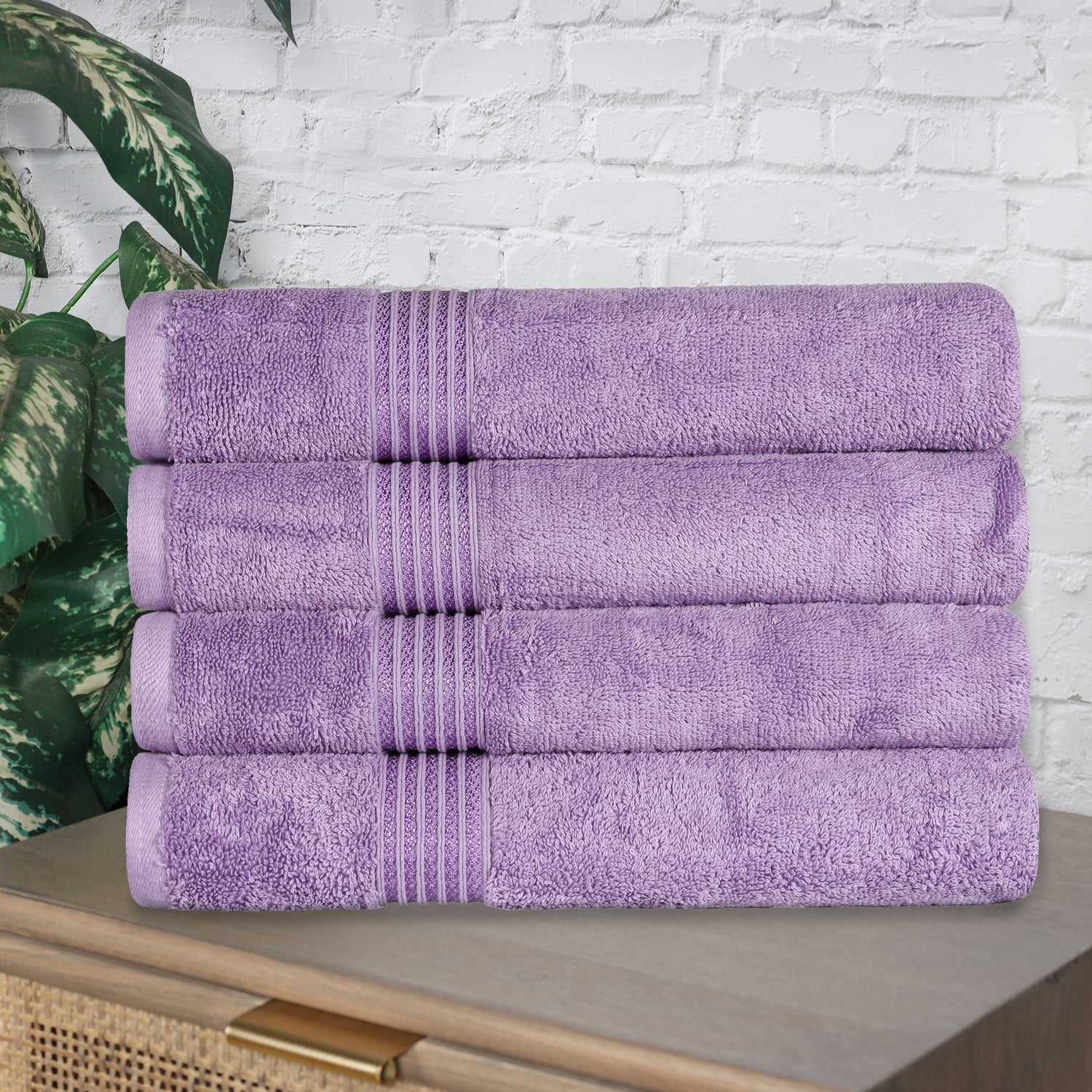 Egyptian Cotton Highly Absorbent Solid 4-Piece Ultra Soft Bath Towel Set - Royal Purple