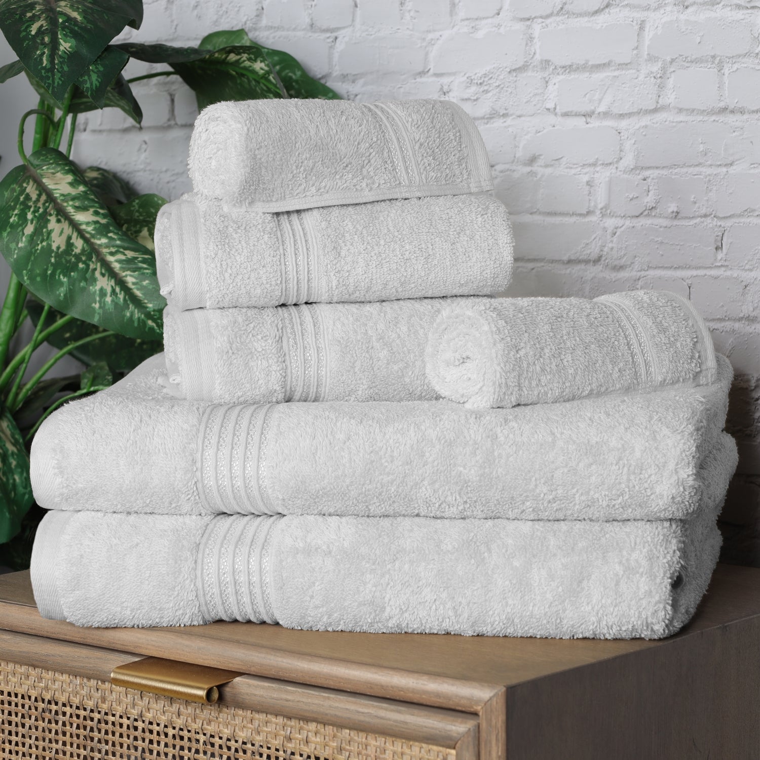 Egyptian Cotton Highly Absorbent Solid Ultra Soft Towel Set - Silver