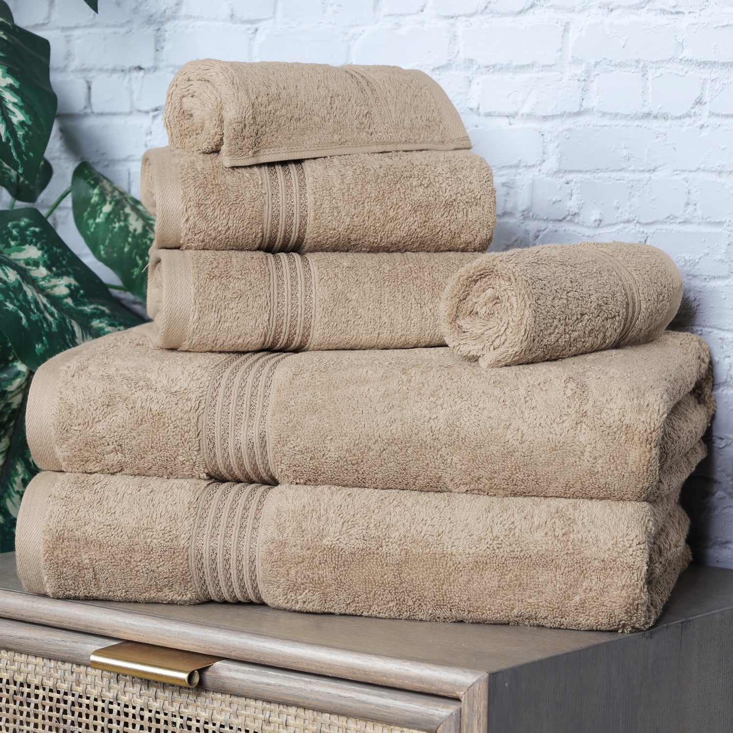 Egyptian Cotton Highly Absorbent Solid Ultra Soft Towel Set - Taupe