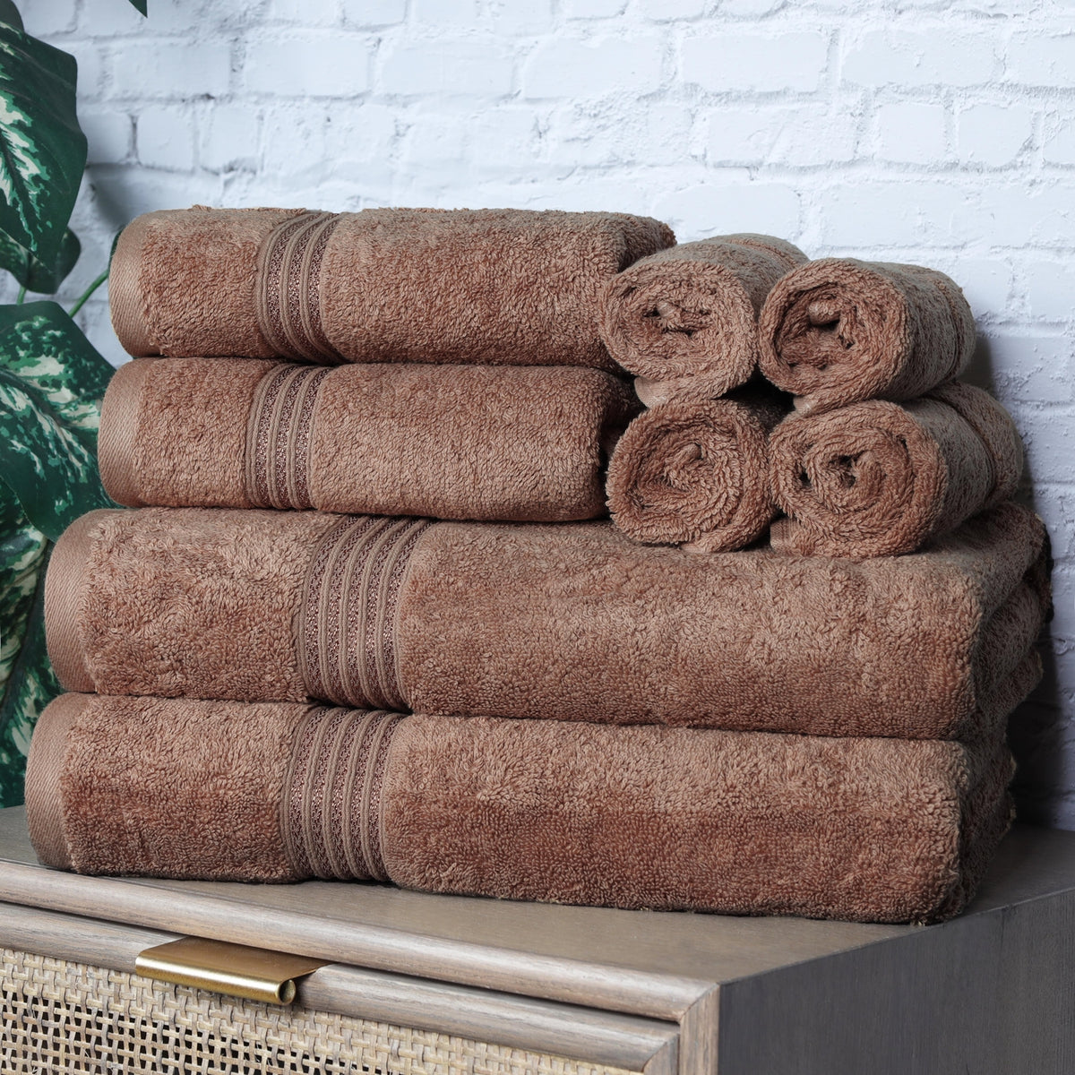 Egyptian Cotton Highly Absorbent Solid Ultra Soft Towel Set - Mocha