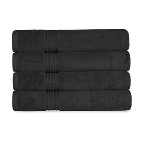 Egyptian Cotton Highly Absorbent Solid 4-Piece Ultra Soft Bath Towel Set - Black